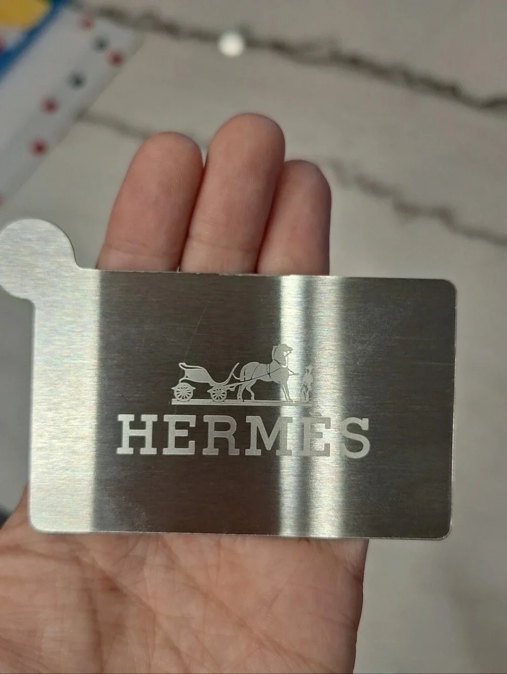 Hermes Orange Leather Card Holder & Mirror NWOT